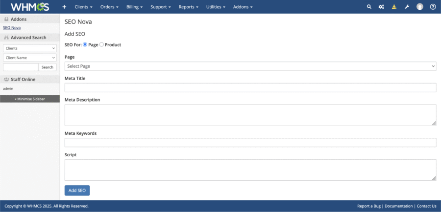 SEO Nova - SEO Meta and Sitemap Manager for WHMCS - Image 3