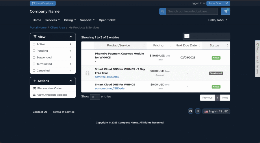 Blue Nova - Client area Theme for WHMCS - Image 4