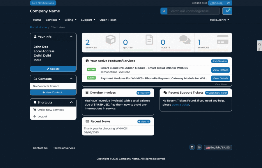 Blue Nova - Client area Theme for WHMCS - Image 3