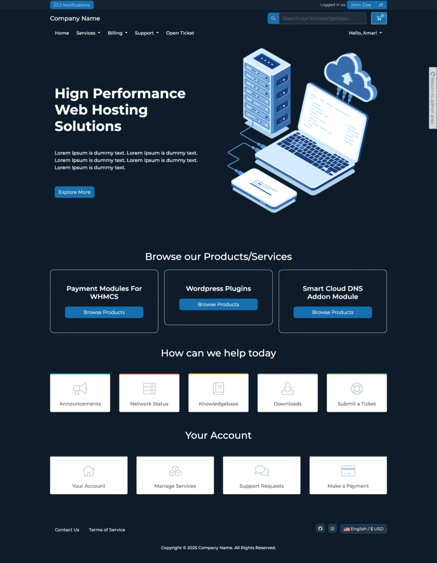 Blue Nova - Client area Theme for WHMCS - Image 2
