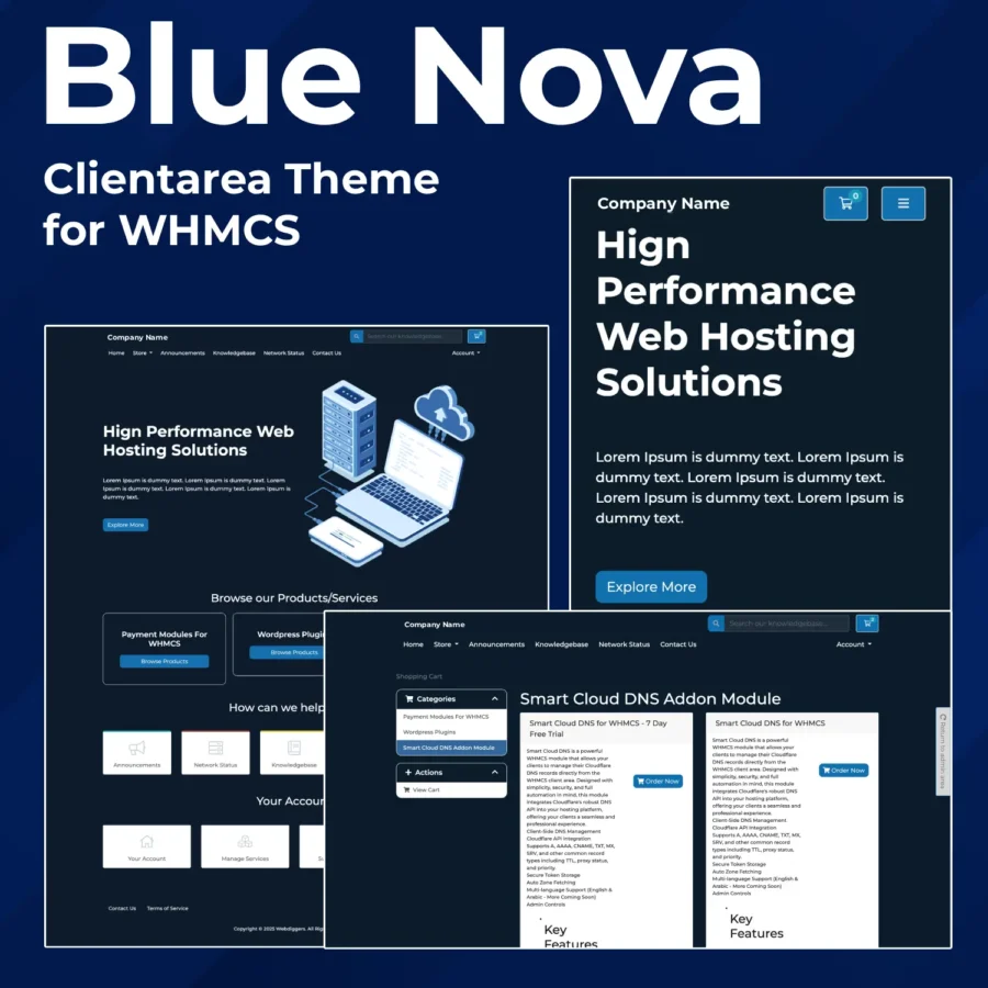 Blue Nova - Client area Theme for WHMCS