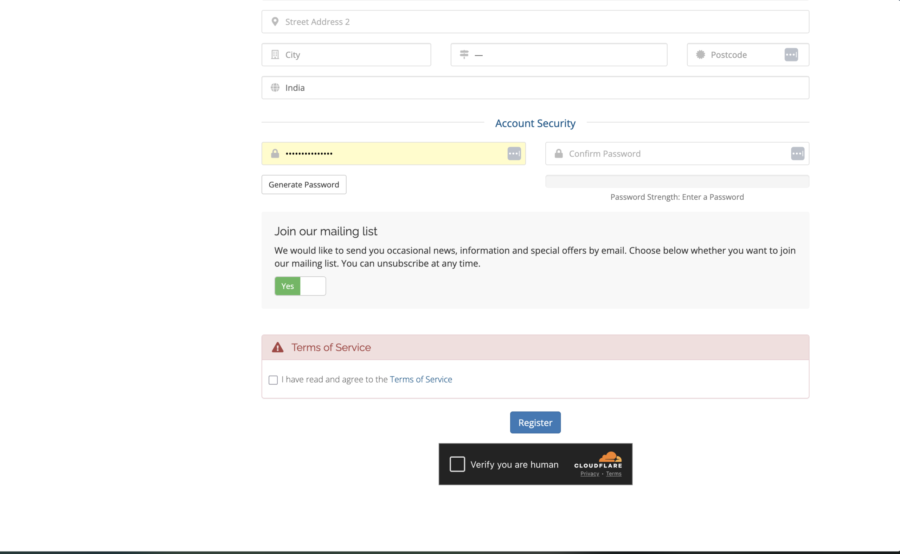 register page cloudfalre turnstile