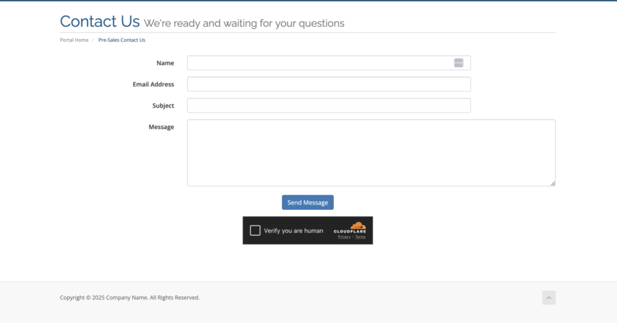 cloudflare turnstile captcha contact page