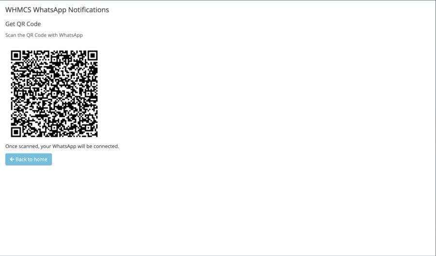Whatsapp Notifications for whmcs - QR Code