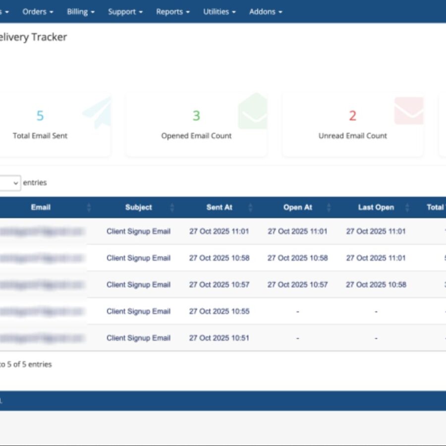 Email Delivery Tracker - Email Listing