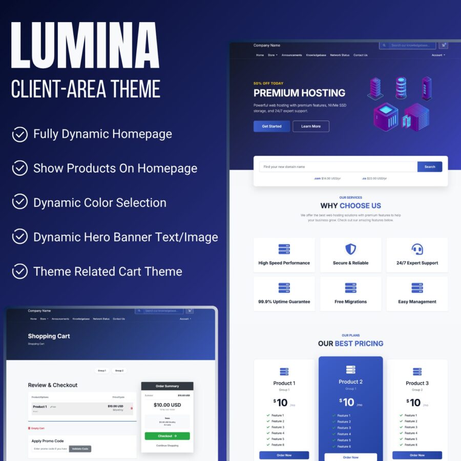 Lumina - Client area Theme for WHMCS